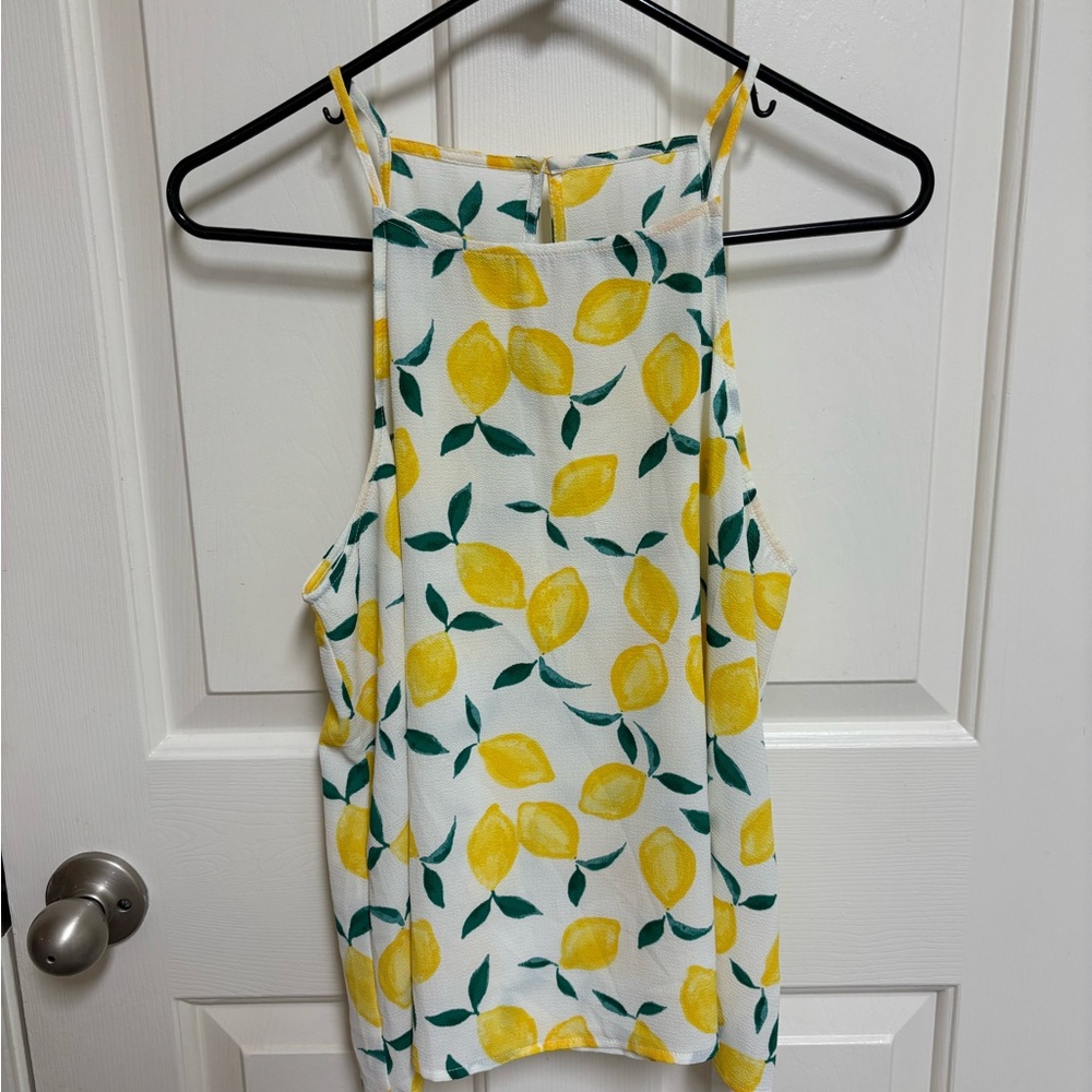 Pink Rose Lemon Pattern sleeveless top